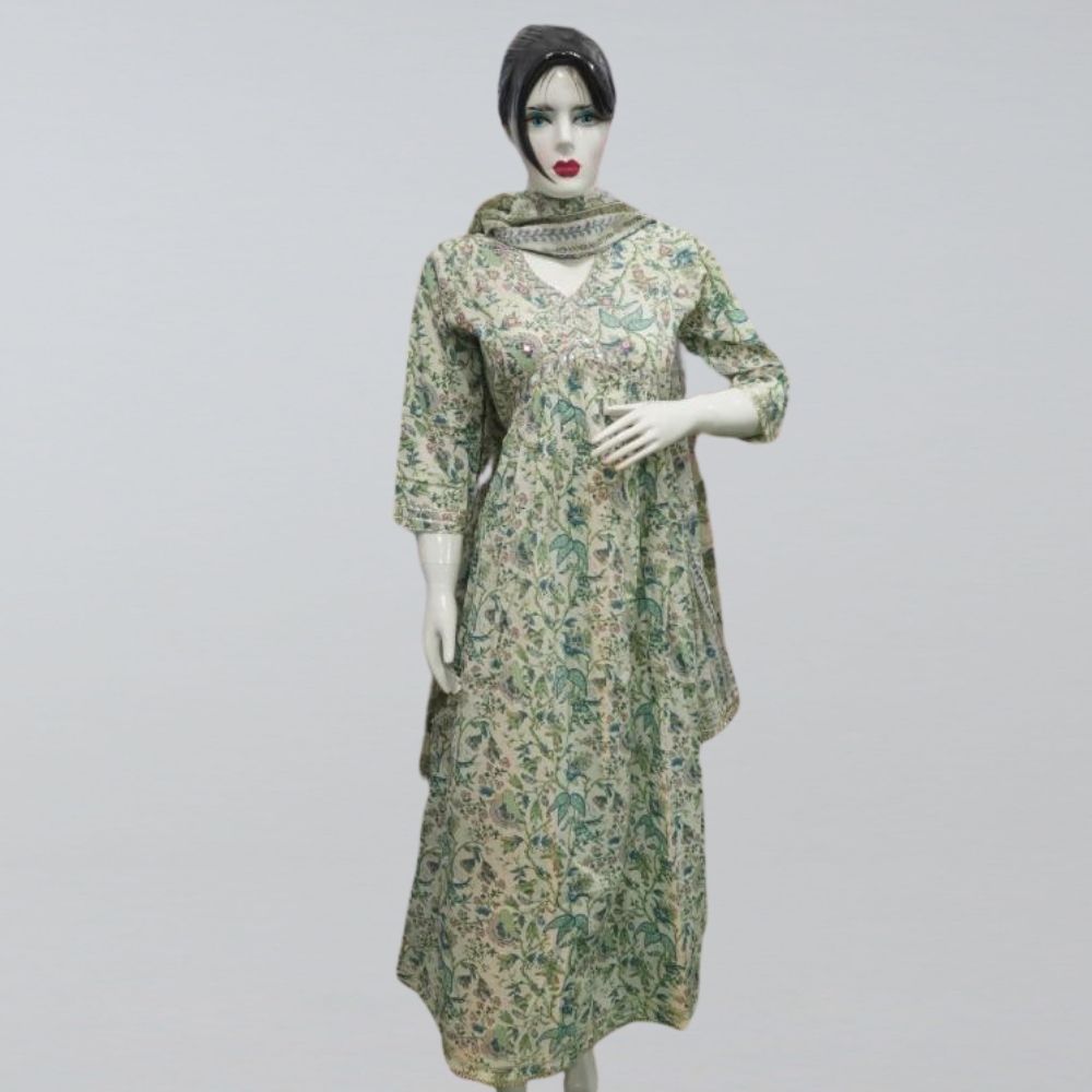 Cotton Jaipuri Print Frock Suit